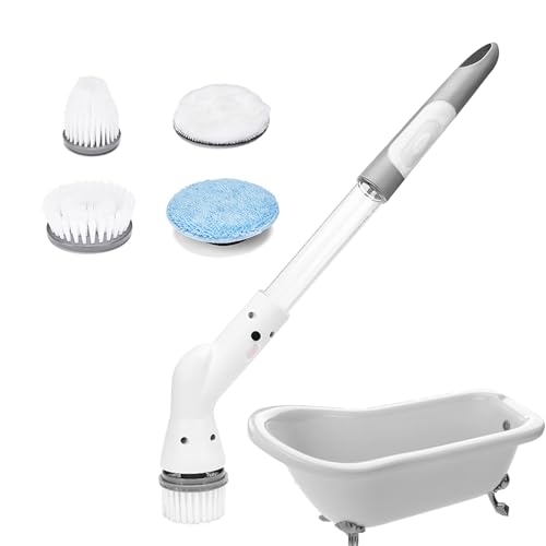 Cordless Spinner Brush - Electric Scrubber, Telescopic Handle | 200 RPM Auto Rotate Cleaning Tool for Bathroom Basin Bathtub Floor, Power Cleaner for Tile Grout Washing, Home Household Cleaning Equipm