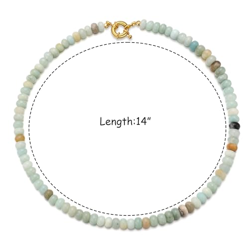 Beaded Gemstone Necklaces for Women, Bohemian Colored Choker Natural Stone Bead Decoration Summer Beach Handmade Jewelry Necklace2