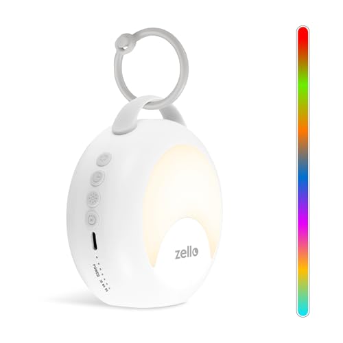 Zello | Portable White Noise Machine | 30 Soothing Sounds | 7 Colour Night Light | Record Your Own Sounds | Sleep Timer | USB Rechargeable | Baby Sleep Aid | Sleep Sound Machine