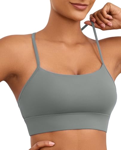 Image of Womens Y-Back Sports Bra, Weightless Padded Yoga Bra, Spaghetti Strap Low Impact Gym Top for Workout & Daily Wear