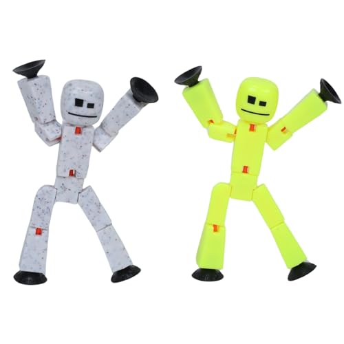 Zing StikBot Dual Pack - Includes 2 StikBots - Collectible Action Figures, Stop Motion Animation, Ages 4 and Up ((Yellow Highlighter + Cream & Cookies))