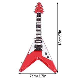 Agatige Guitare Miniature en Bois, modèle de Guitare électrique Rouge V Mini modèle de Guitare avec Support pour… - Les Beatles, Paul McCartney, John Lennon, RIngo Starr, George Harrison Agatige Guitare Miniature en Bois, modèle de Guitare électrique Rouge V Mini modèle de Guitare avec Support pour… – Image 2