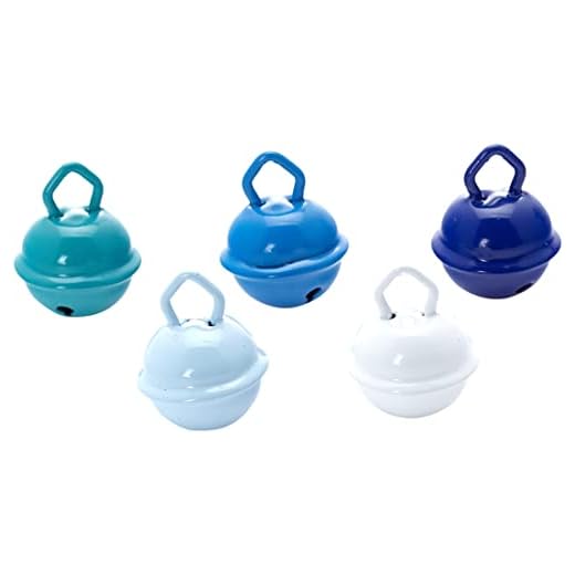 Rayher Cascabeles de manualidades, tonos blancos y azulados, 5 ud, 15 mm ø, con ojal, 25087000