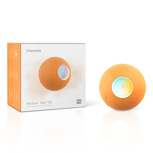 Cheerble [3 Interactive Modes] Intelligent Interactive Dog Toy Ball with LED Lights, Wicked Ball SE, Made of Natural Rubber, Active Rolling Ball for Puppy/Small/Medium Dogs and Cats, DC Rechargeable