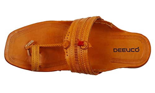 Image of Men's Orange Original Leather Kolhapuri Chappal