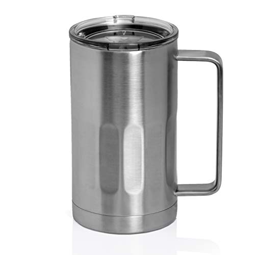 Comparison: Best Insulated Beer Mug 7 Stainless Steel Beer Mug with Lid - 20 Ounce Double Walled Vacuum Insulated Beer Mug by Maxam - Shatterproof and Spill Resistant (1)
