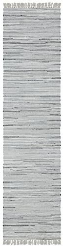 Safavieh Rag Rug Collection 2'3" X 9' Grey Rar121A Handmade Boho Stripe Cotton Runner Rug #TOP1