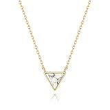 Tiny Inverted White Simulated Howlite Stone Triangle Necklace