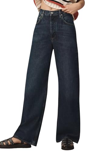 Image of GRECIILOOKS High Waist Jeans for Women - Wide Leg Straight Fit Denim | Baggy Cargo Style Casual Pants for Girls & Daily College Wear
