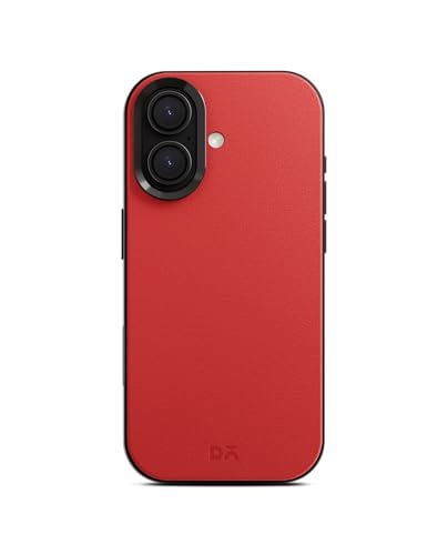 Image of DailyObjects Leatherite Case for iPhone 16 Plus Compatible with Mag-Safe Wireless Charging | Crimson-Grey Hybrid Magnetic Back Cover
