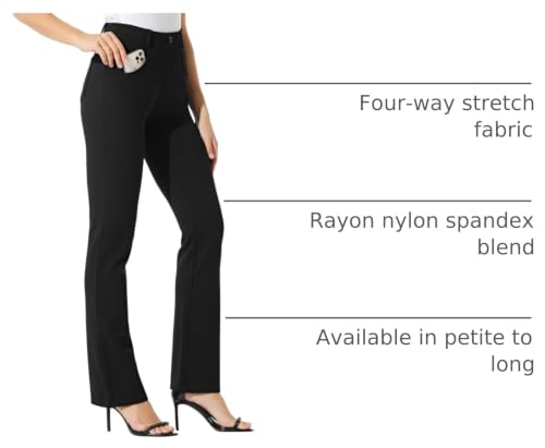 Willit 30" Women's Yoga Dress Pants Bootcut Stretch Work Slacks Office Business Casual Pants Belt Loops 4 Pockets Regular Black S - image 4