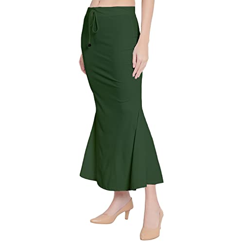 Image of Saree Shapewear Petticoat for Women Cotton Blended Lycra Shaper Petticoat with Elastic & Lace (Drawstring) Long Under Skirt Fishcut Wrinkle Free Shapewear