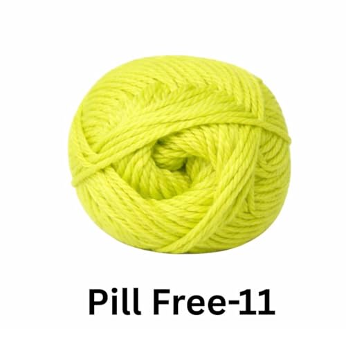 Image of VCR Lime Yellow Yarn, Pill-Free Soft Knitting Yarn, 100 Grams Hank, 263 Meters Length, Low-Pill Acrylic Yarn, Soft Crosia Threads, Pack of 1, Suitable for Beanies, Caps and Gloves