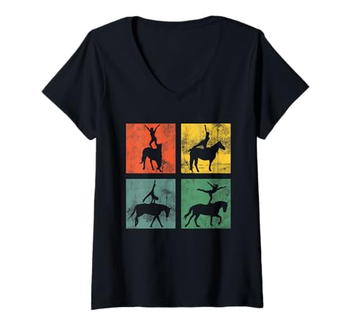 Mujer Volteo Volteretas Deporte ecuestre Equitación Caballo Camiseta Cuello V