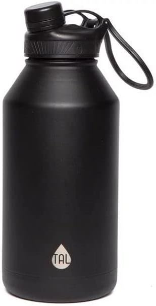 TAL Ranger 64 oz Black Solid Print Stainless Steel Water Bottle with Wide Mouth Lid (Black)