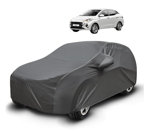Image of Auto Hub Waterproof Car Cover Compatible with Aura with Mirror Pockets, Soft Cotton Lining, Aura Car Cover Waterproof, Grey