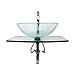 Renovators Supply Manufacturing Halo Glass Wall Mount Bathroom Sink 23 3/4 in. Tempered Glass Round Wall Hung Vessel Sink with Chrome Faucet and Sink Drain