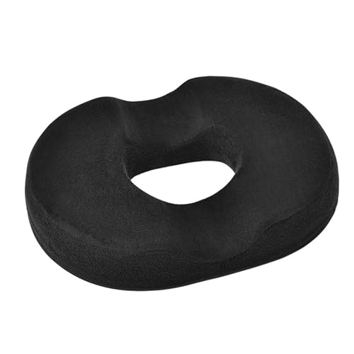 TerraShine ドーナツ座布団 ドーナツ型クッション 尾てい骨クッション 滑り止め 低反発 通気性 お尻圧迫防止 産後 手術後 オフィス/在宅/イス用 （ブラック）