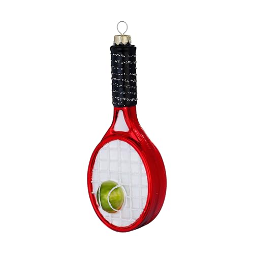 Christbaumschmuck Glas 13,5cm - Tennisschläger Figur zum Aufhängen -...