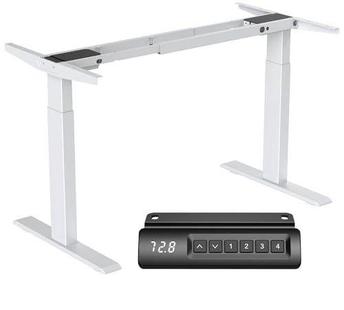 Cooleben Höhenverstellbarer Schreibtisch Gestell mit 2 starken Motoren, Tischgestell höhenverstellbar, Tischbeine elektrisch mit 4 Memory-Steuerung (Weiß)