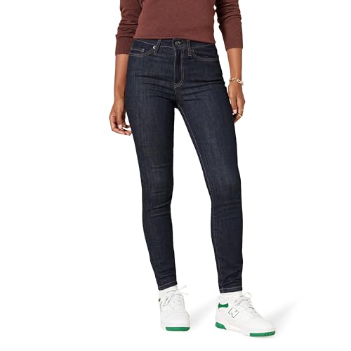 Amazon Essentials Jean Skinny, Taille Haute - couleurs abandonnées Femme, Noir Rincé, 42
