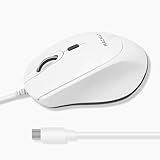 Macally USB C Mouse Wired - Comfortable and Precise - USB Type C Mouse for Macbook Pro/Air, iMac, Mac Mini/Pro, iPad - Plug and Play Apple USBC Mouse with Ambidextrous Body, Multiple DPI