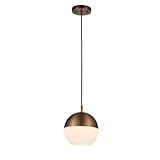 JINZO Kitchen Island Light Handing Pendant Lighting Fixture with Glass Shape E26 Base Classic Santi Age Brass Finished (Age Brass)