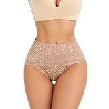SLIMBELLE Damen String Tanga Sexy Spitzen Unterwäsche Hohe Taille Shaping Slip mit Spitze Figurformende Miederslip Body Shaper Bauchweg Unterhose Formende Höschen Frauen Sex Dessous Lace Thong S
