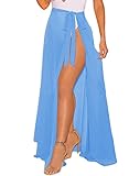 LIENRIDY Women's Swimsuit Cover Up Summer Beach Wrap Skirt Swimwear Bikini Cover-ups Long Lake Blue