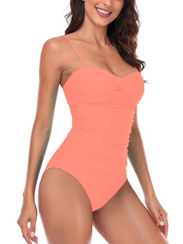 Image of RELLECIGA Women's Twist Front Shirred One Piece Swimsuit