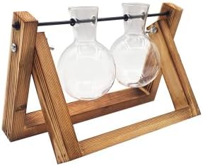 Swing Wooden Stand Hydroponic Plant Container Glass Vase for Home Decor (Type C)