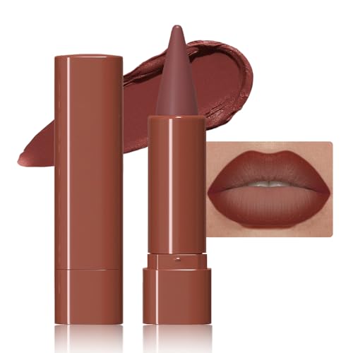 JUAAZIN Maroon Gradient Matte Lip Liner Pencil Crayon for Women - Waterproof Smudge-Proof Kissproof Long-Wear Lip Pencil, Flawless Contour Ombre Effect Lip Crayon, Creamy Pigmented Lip Liner 05#