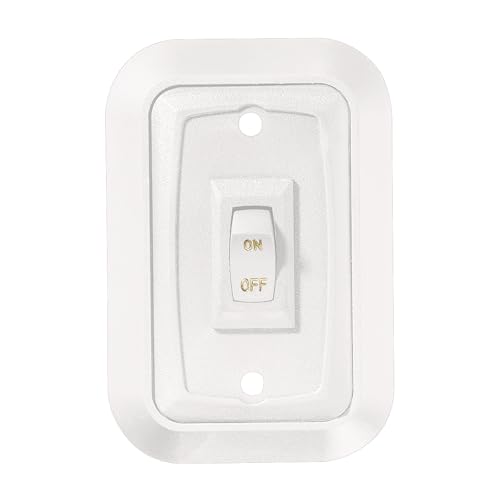 RV Designer S653 Wall Plate Switch White Single 3.53 x 2.39 On/Off - SPST - Includes Raised Bezel Plate and Switch