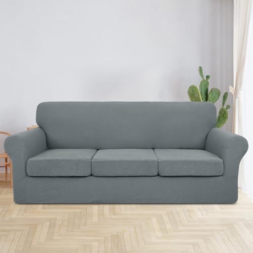 Jiviner 021 Newest 4 Pieces Couch Covers For 3 Cushion Couch Stretch Sofa Slipcover thumb #1