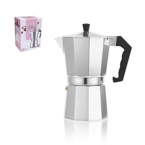 HOME SOLAZZIA Cafetera Italiana Aluminio, Cafetera Moka Inducción 6/9 / 12 Tazas (6 Tazas 300ML)