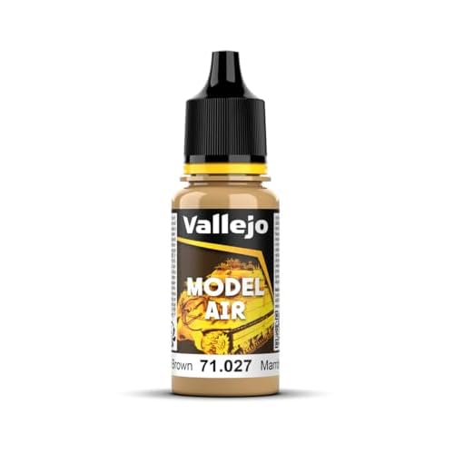 Vallejo Model Air Pintura Acrílica a Base de Agua en Color Marrón Claro de Acabado Mate para Aerógrafo. Pintura en Botella de 18 Ml con Cuentagotas para Modelismo y Maquetas