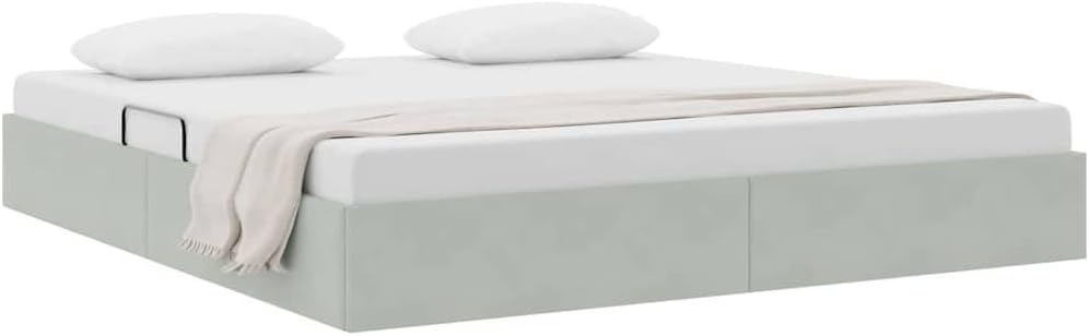 vidaXL Storage Bed with Mattress Light Grey 72.05 x 83.86 in