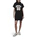DKNY Women's Rhinestone Jersey Logo Short Sleeve Hoodie Dress, Black/Eggnog, X-Large