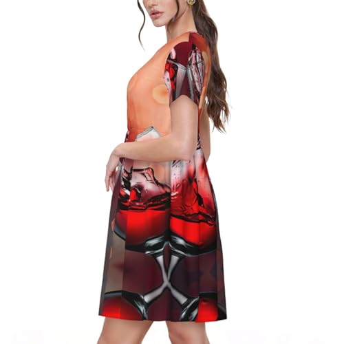 Robe d'été à manches courtes col rond imprimé qualitatif