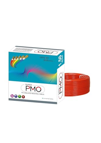 Image of Super PMO PVC Insulated Copper Wire, 90 m, Single Core Flexible Cable for Domestic and Industrial Use (RED, 1.50 SQ MM)