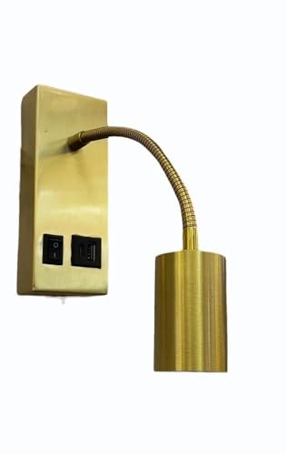 Image of LED Wall Mounted Gooseneck Reading Light with USB Port Adjustable Lamp with 3-Lighting Options for Bedroom & Study|Gold
