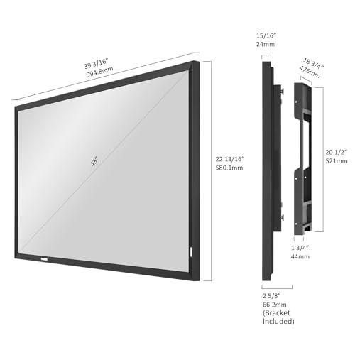 Image of Soulaca 43 inch 4K Smart Mirror TV with Black Frame IP65 Waterproof webOS Voice Control & Streaming Apps ATSC DTV Tuner WiFi Bluetooth New