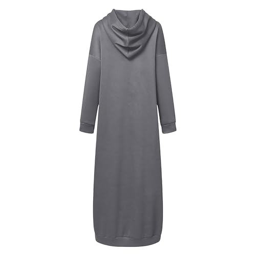 Túnica musulmana de manga larga para mujer, vestido sudadera liso con capucha y bolsillos