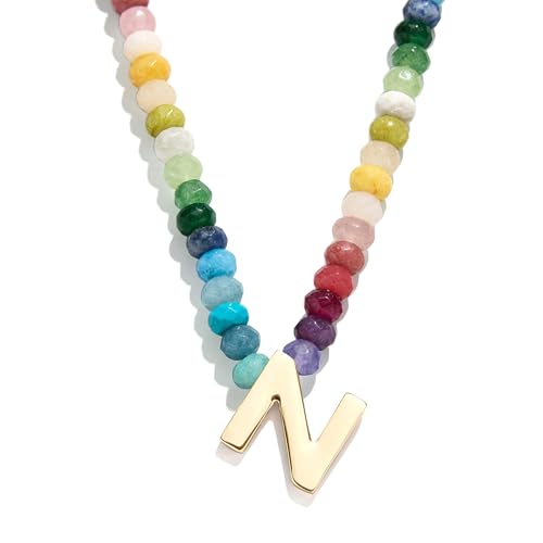 BaubleBar Multi-Color Semi-Precious Block Initial Necklace
