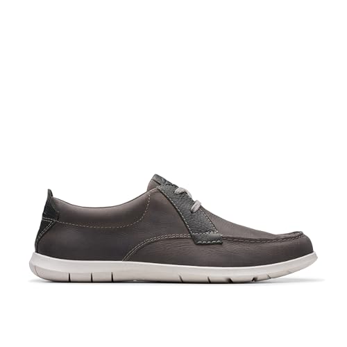 Clarks Clarks Collection Men's Flexway Lace Boat Shoe, Light Grey Leather, 10.5 Medium US
