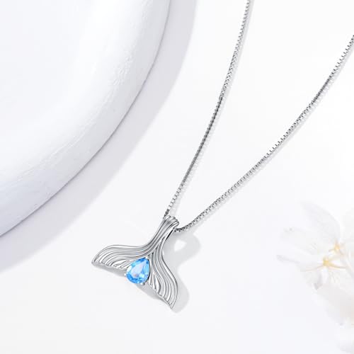 Whale Tail Necklace S925 Sterling Silver London Blue Topaz Ocean Necklace Whale Tail Pendant Necklace Ocean Jewelry Gifts For Christmas Gifts for Women Mom Friends3