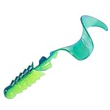 Dr.Fish 10 Pack Grub Fishing Lures 4" Soft Plastic Baits Worm Grub Bass Fishing Lures Swimbait Walleye Saltwater Freshwater Chartreuse Blue