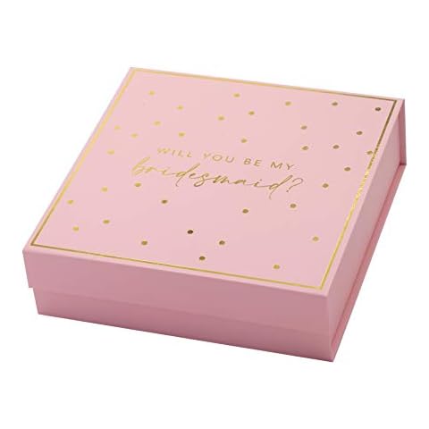 Bridesmaid Proposal Boxes,Pink Gold Foil Stamped Will You Be My Bridesmaid Boxes I Set of 4 Boxes I Bridesmaid Boxes for Proposal I Luxury Gift Box for Proposal Gifts (Four Bridesmaid Proposal Boxes) Cover