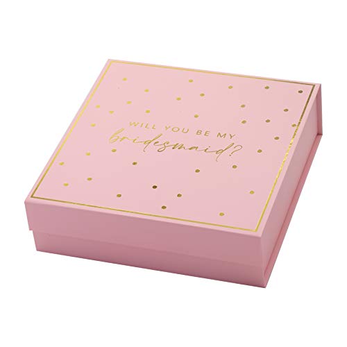 Bridesmaid Proposal Boxes - Pink Gold Foil Stamped Will You Be My Bridesmaid Boxes I Set of 4 Boxes I Bridesmaid Boxes for Proposal I Luxury Gift Box for Proposal Gifts (Four Bridesmaid Proposal Boxes)
