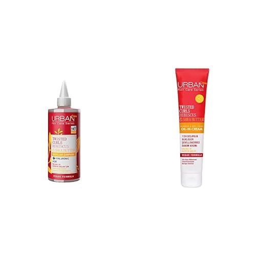 URBAN Care Twisted Curls Hibiscus & Shea Butter Kıvırcık ve Dalgalı Saçlara Özel Miselar Şampuan Sülfatsız 340 ml- Vegan x Durulanmayan Bakım Kremi 175 ml- Vegan